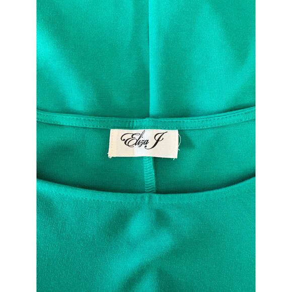 Eliza J Emerald Green Stretchy Shift Dress | Long Balloon Sleeve | Classic Chic - Picture 7 of 8